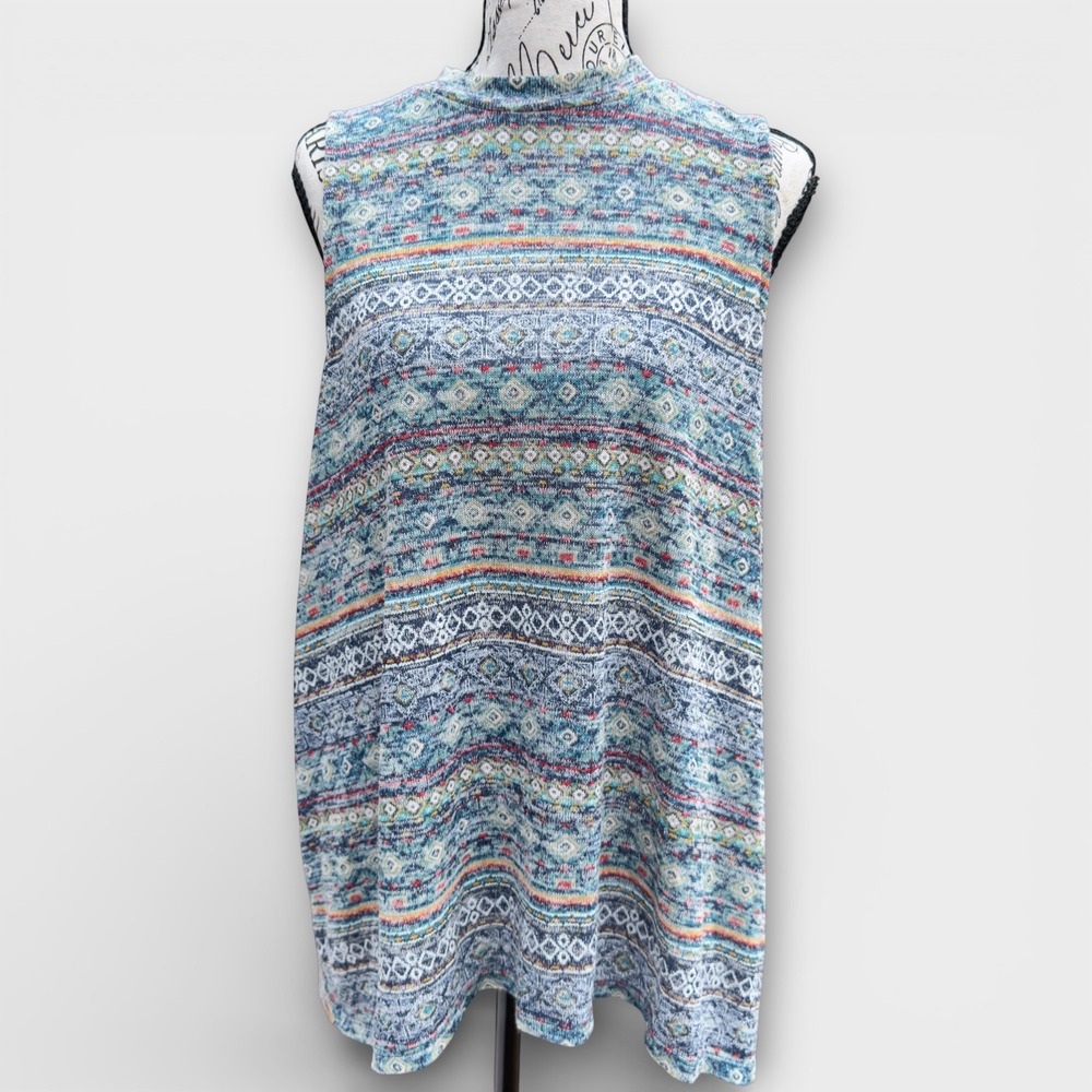 No Boundaries XXL 2X‎ Boho Sleeveless Tunic Top Denim Combo Aztec Knit Stretch